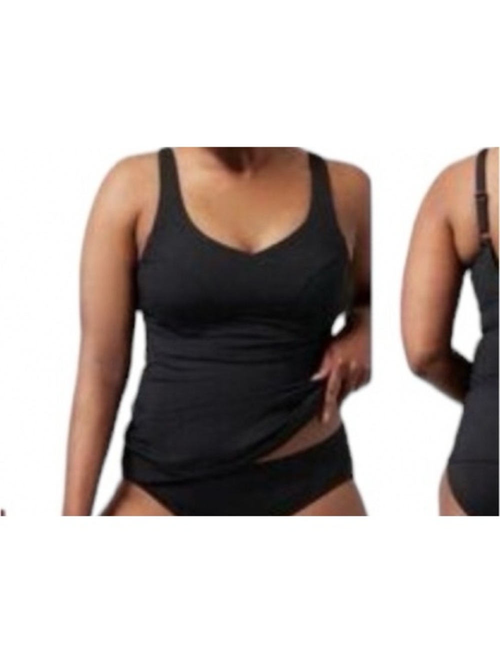 ATHLETA womens black BONDI underwire bra hook back tankini swim top 32 B/C NEW